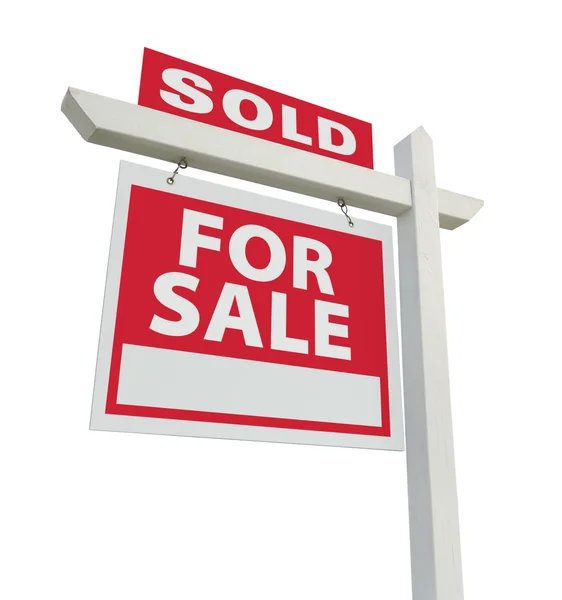 Prodáno na prodej nemovitostí podepsat na bílém — Stock fotografie