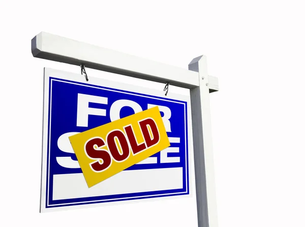 Azul Vendido para la venta Real Estate Sign —  Fotos de Stock