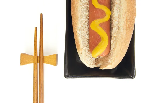Hot Dog and Chopsticks — Stock Photo, Image