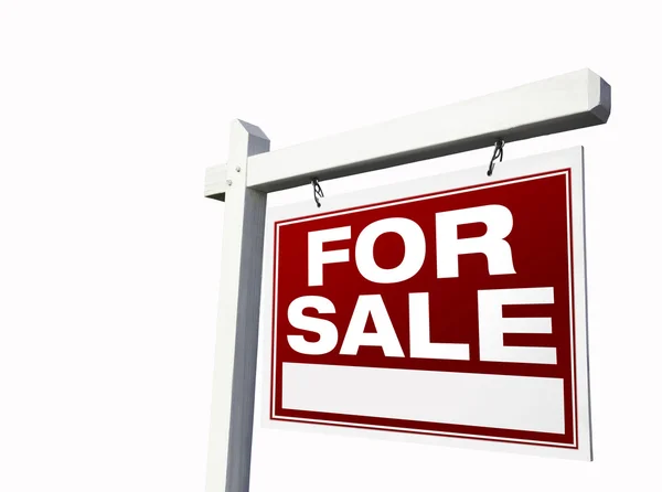 Vermelho para venda Sinal imobiliário em Branco — Fotografia de Stock