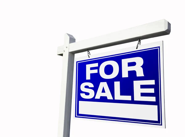 Blå för försäljning fastigheter tecken isolerade — Stockfoto
