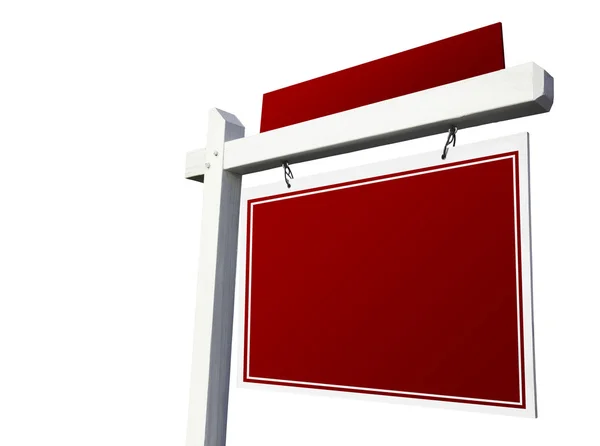 Leeres rotes Immobilienschild auf weißem Grund — Stockfoto