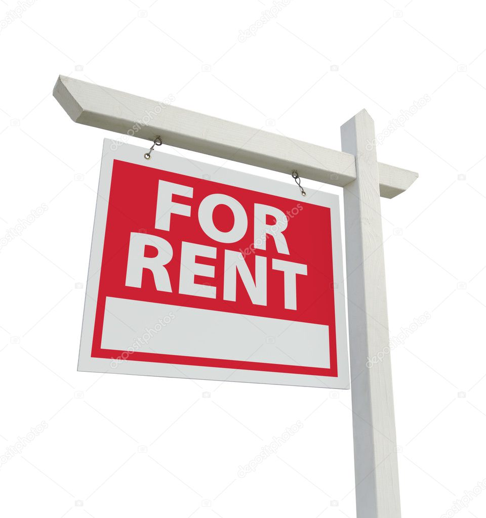 For Rent Real Estate Sign on White