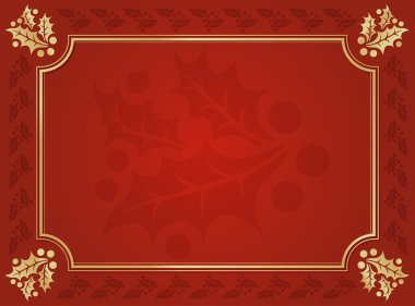 Lustrous Red and Gold Elegant Holly Trim clipart