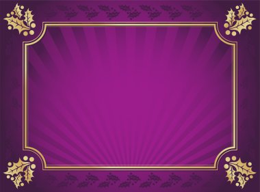 Purple and Gold Elegant Holly Background clipart