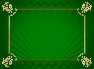 Lustrous Green and Gold Holly Background clipart