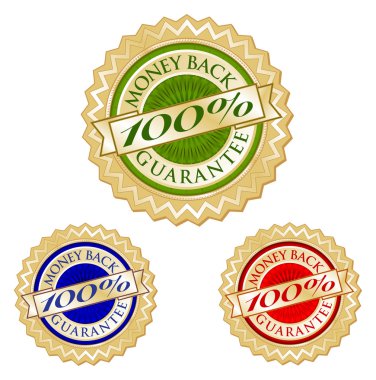 Set of 100% Money Back Guarantee Emblems clipart