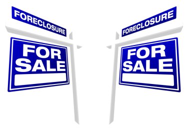 iki mavi foreclosure Emlak işaretleri