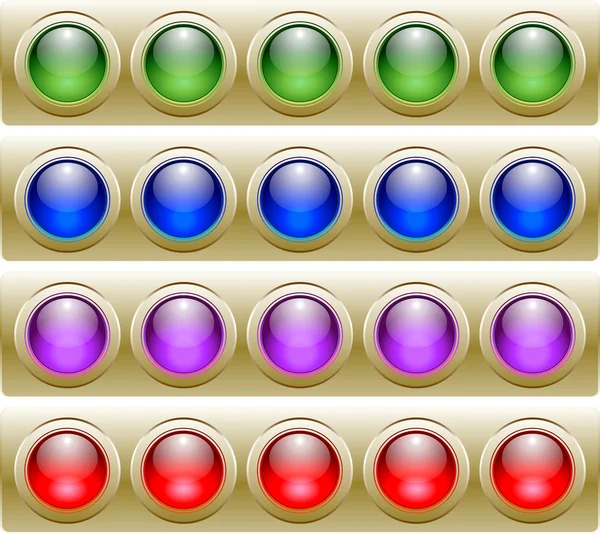 5 комплектов глянцевых векторных кнопок — стоковый вектор