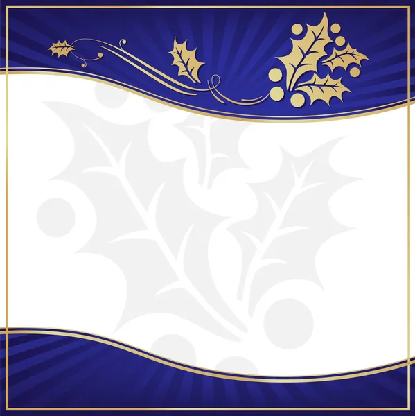 Etiqueta de regalo adornada con acebo azul exótico — Vector de stock