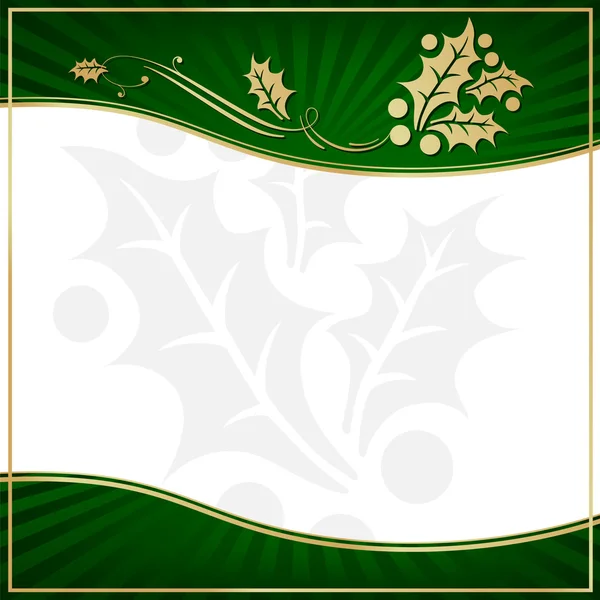 Exótico verde azevinho adornado presente Tag — Vetor de Stock