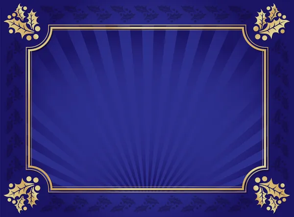 Elegante blauwe en gouden holly achtergrond — Stockvector