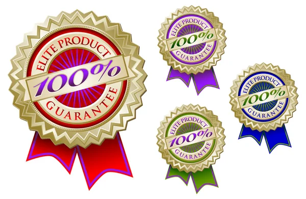 Farbenfrohe 100% Elite-Produkt-Embleme — Stockvektor