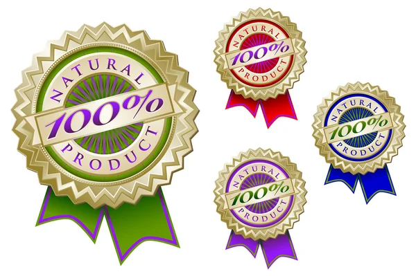 Set di sigilli di prodotto 100% naturali colorati — Vettoriale Stock