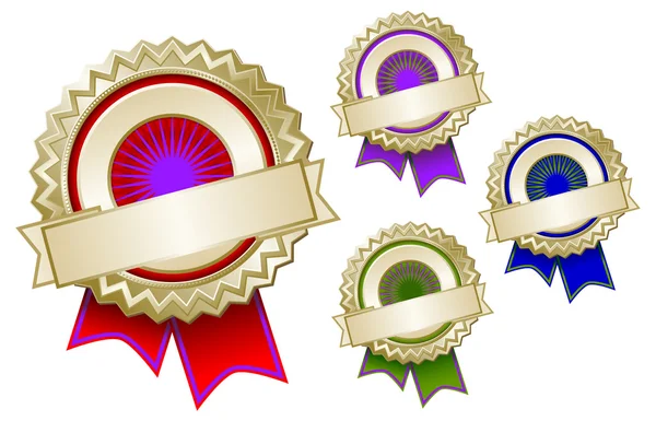 Set di sigilli emblema colorato con nastro — Vettoriale Stock