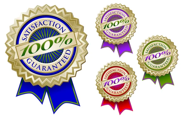Quatro 100% Selos de garantia de satisfação —  Vetores de Stock