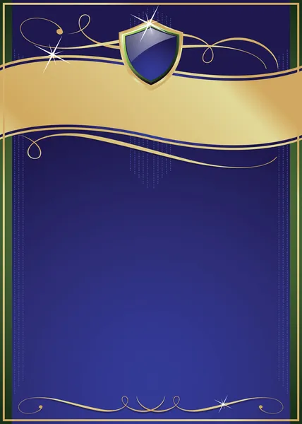 Blank Ornate Blu, Verde e Oro Pagina — Vettoriale Stock