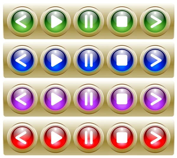 Sets of Vector Player Control Buttons — Stock Vector