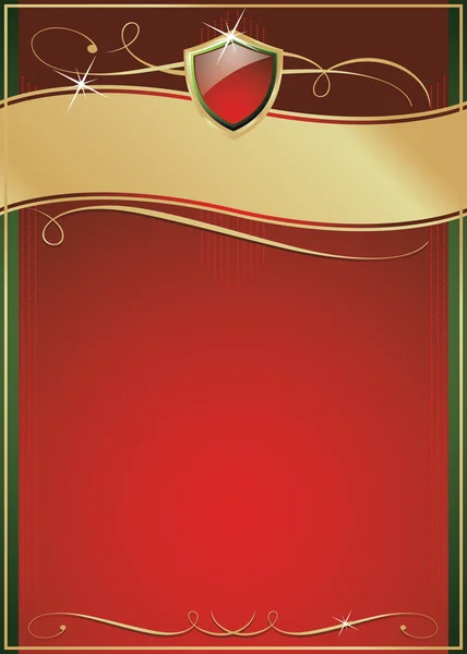 Verziertes rotes, grünes und goldenes Blatt — Stockvektor