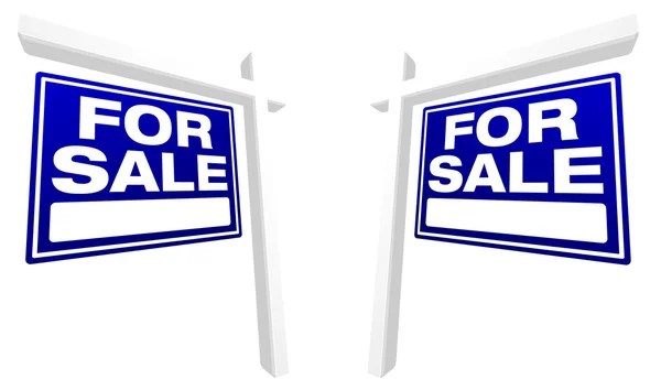 Dvojice pro prodej nemovitostí značek modrá — Stockový vektor