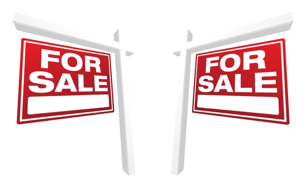 Pair of Red For Sale Real Estate Signs — Stok Vektör