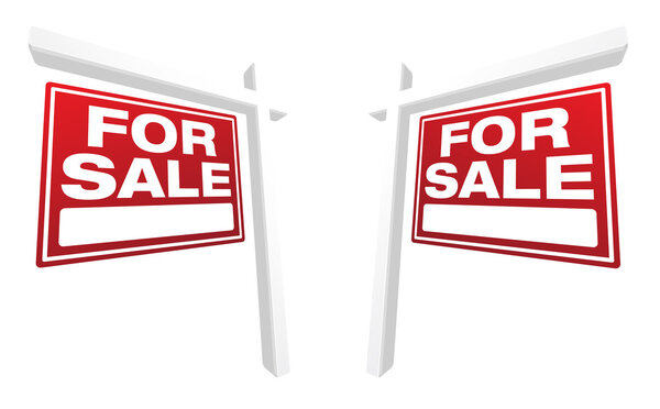 Pair of Red For Sale Real Estate Signs