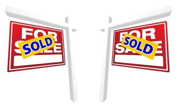 Pair of Red For Sale Real Estate Signs — Stockvector