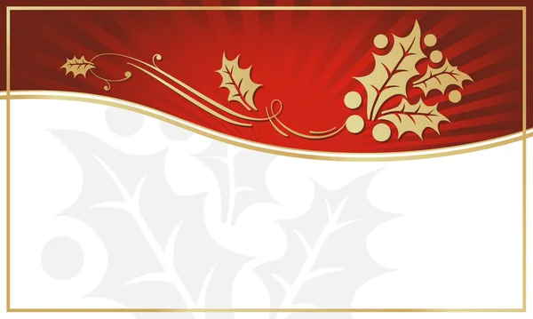 赤と金のホリー飾られたギフト タグ — ストックベクタ