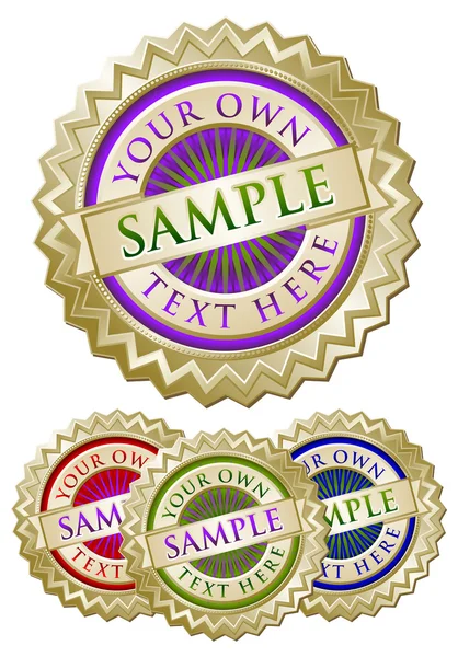 Conjunto de cuatro sellos de emblema de colores — Vector de stock