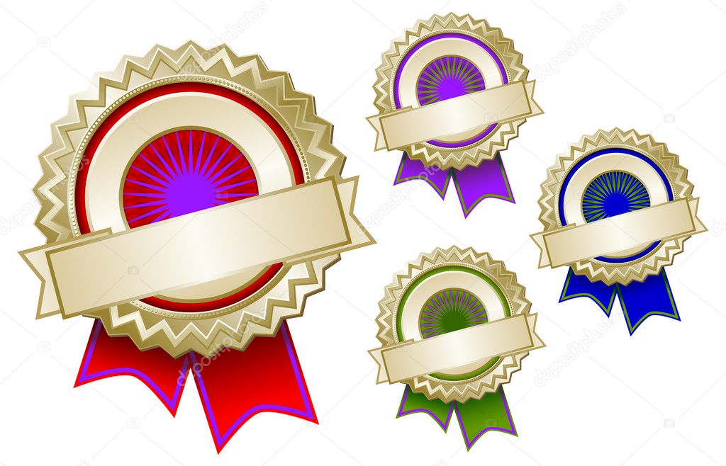 Set of Colorful Emblem Seals With Ribbon