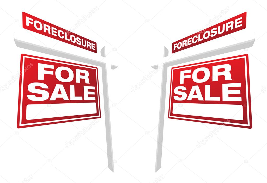 Two Red Foreclosure Real Estate Signs