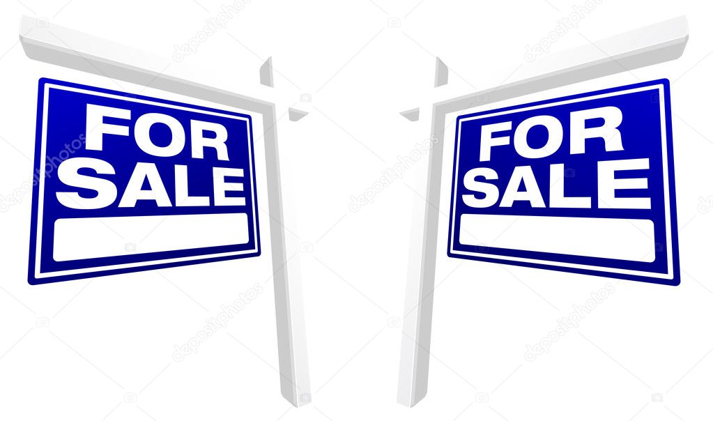 Pair of Blue For Sale Real Estate Signs