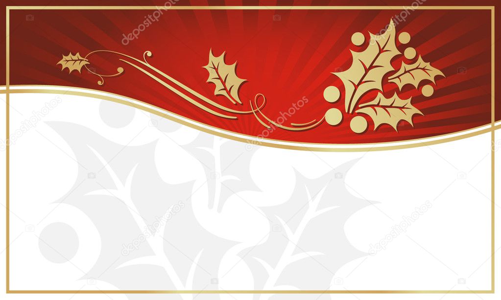 Red and Gold Holly Adorned Gift Tag