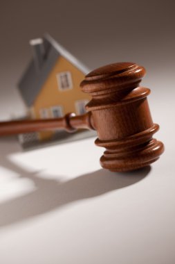 Gavel and Model Home on Gradation clipart