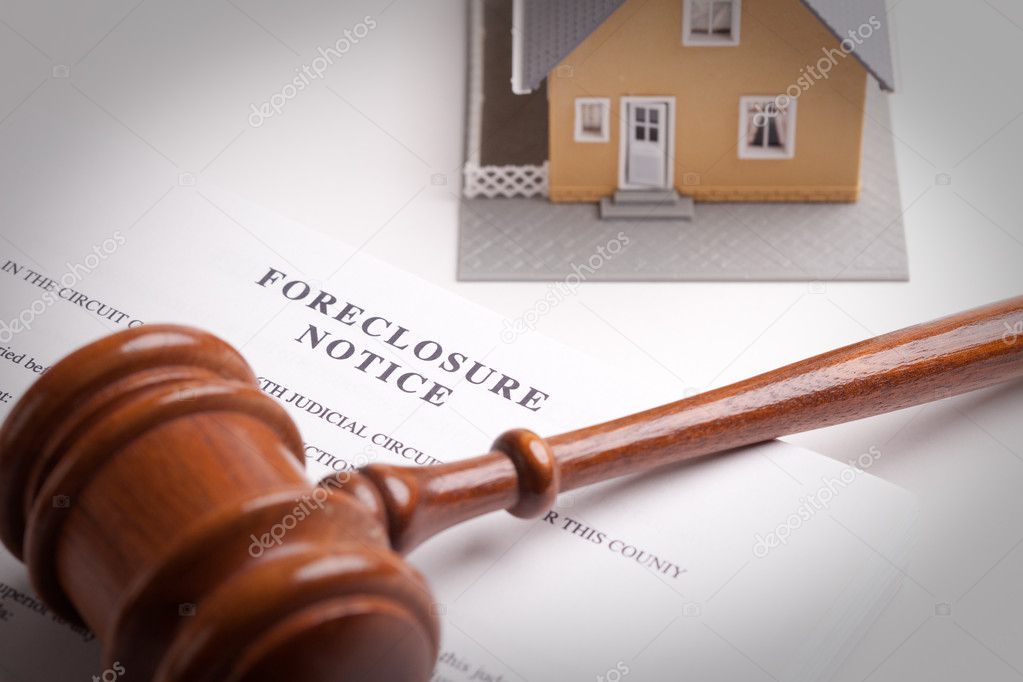Foreclosure Notice, Gavel and Model Home