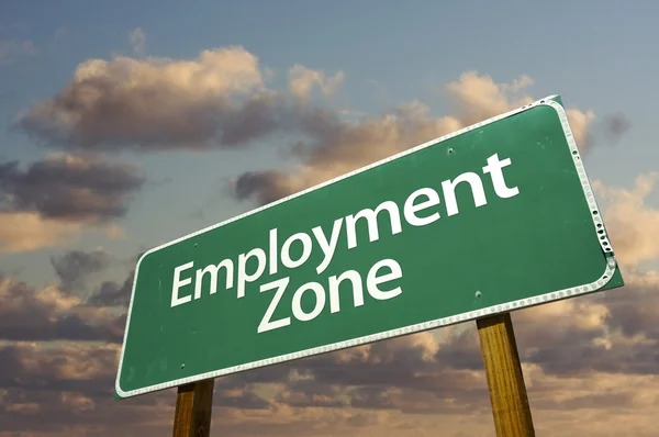 Employment Zone Green Road Sign In Front — Stock Photo, Image