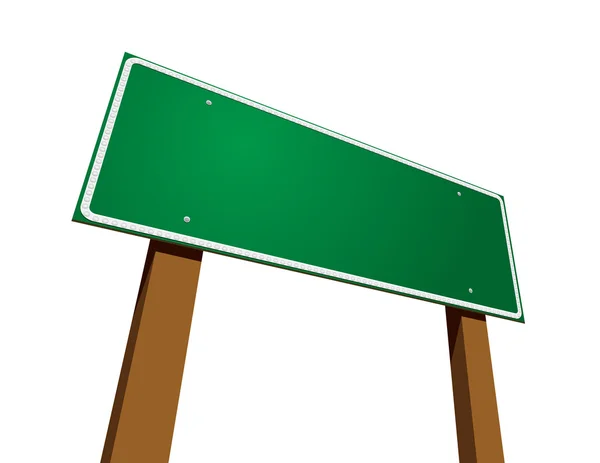 Panneau de route vert vierge isolé sur blanc — Image vectorielle