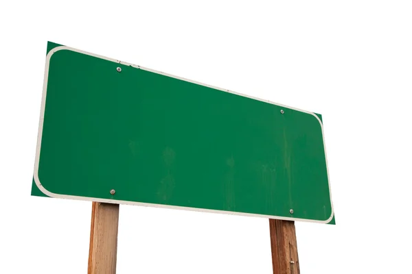 Blank Green Road Sign Isolated on White — Stock Photo, Image