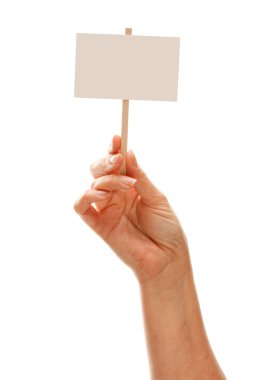 Woman Holding Blank White Sign Isolated clipart