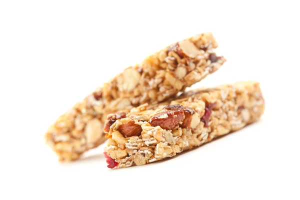 Dwóch barów granola odżywcze na białym tle — Zdjęcie stockowe