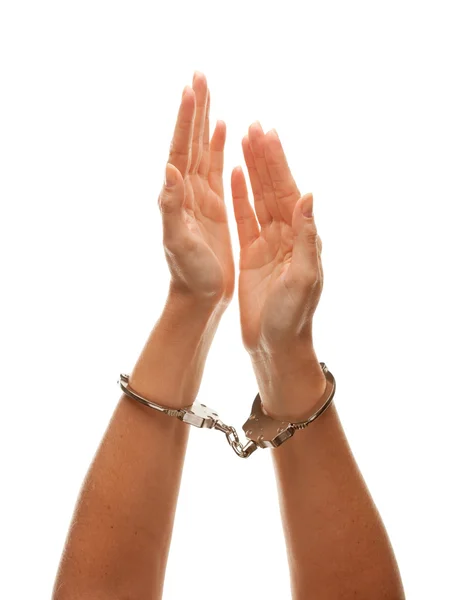 Handcuffed Woman Desperately Reaching — Stock Photo, Image