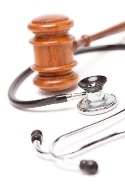 Black Stethoscope and Gavel Isolated clipart