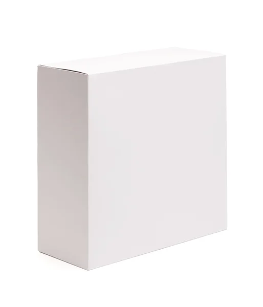 Scatola bianca bianca isolata su bianco — Foto Stock
