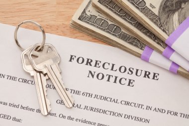House Keys, Money and Foreclosure Notice clipart