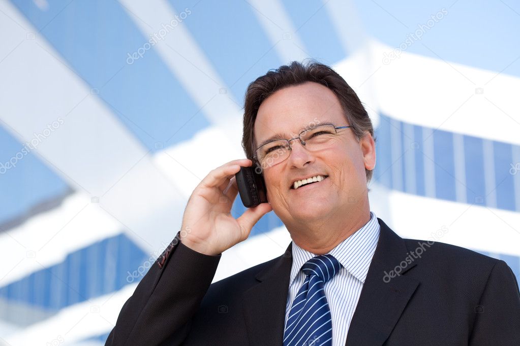 Smiling Businessman Talking on Phone