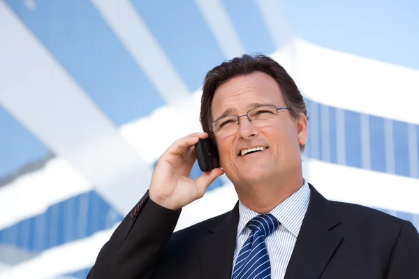 Hombre de negocios sonriente hablando por teléfono —  Fotos de Stock