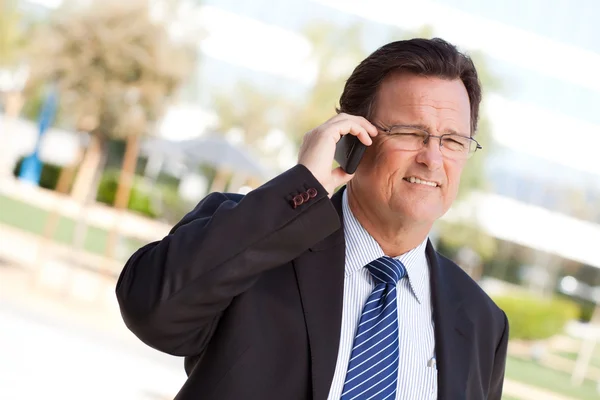Confident, Handsome Businessman on Cell — Stock Photo, Image