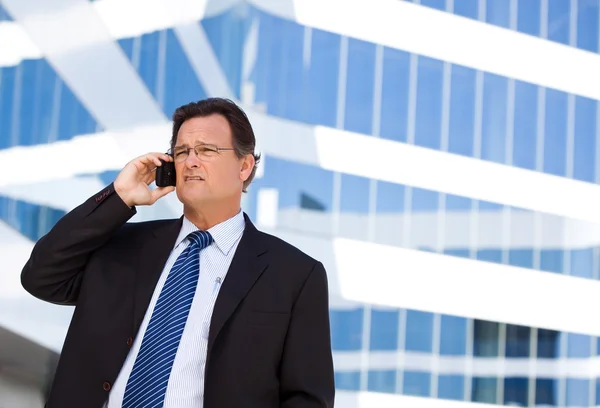 Concerned Businessman on Cell Phone — Stock Photo, Image