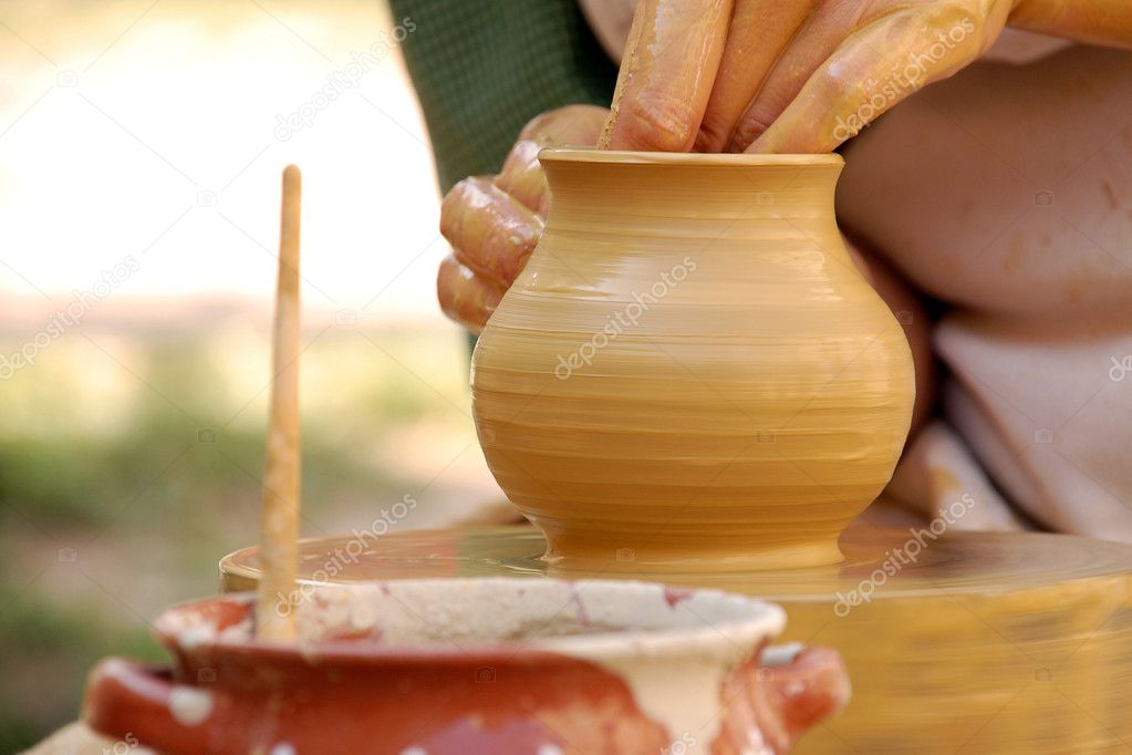 Hand made pottery being manufactured