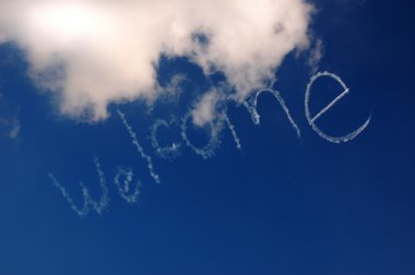 Welcome sign in the sky clipart